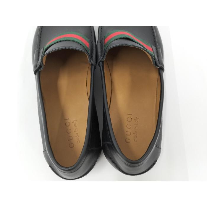 中古】GUCCI ローファー 靴 シェリーライン レザー ブラック 中古】GUCCI ローファー 靴 シェリーライン レザー ブラック