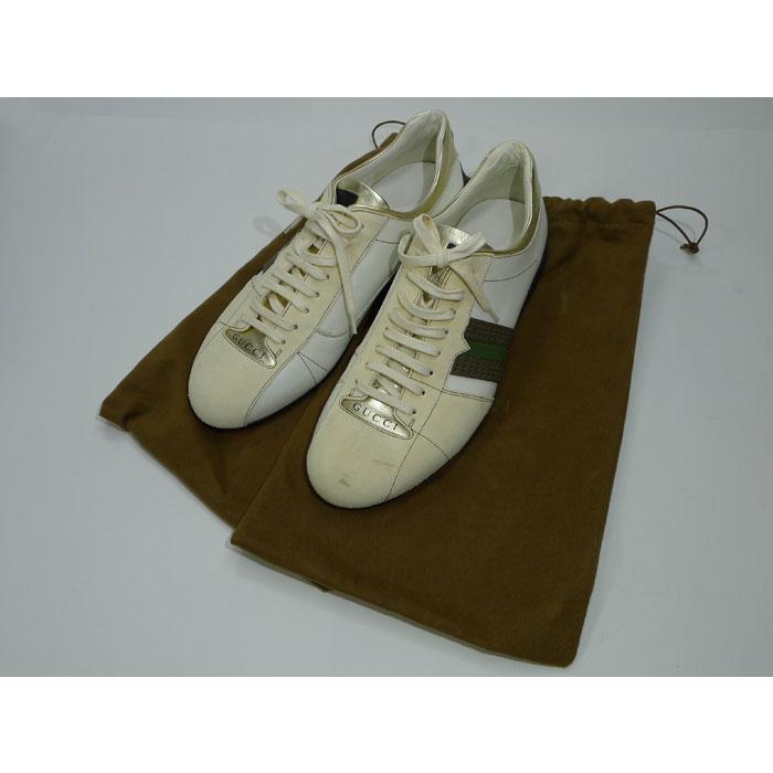 【中古】GUCCI レザー メンズ スニーカー ドライビングシューズ ホワイト系 162677 表記サイズ 8｜jjcollection2008｜09