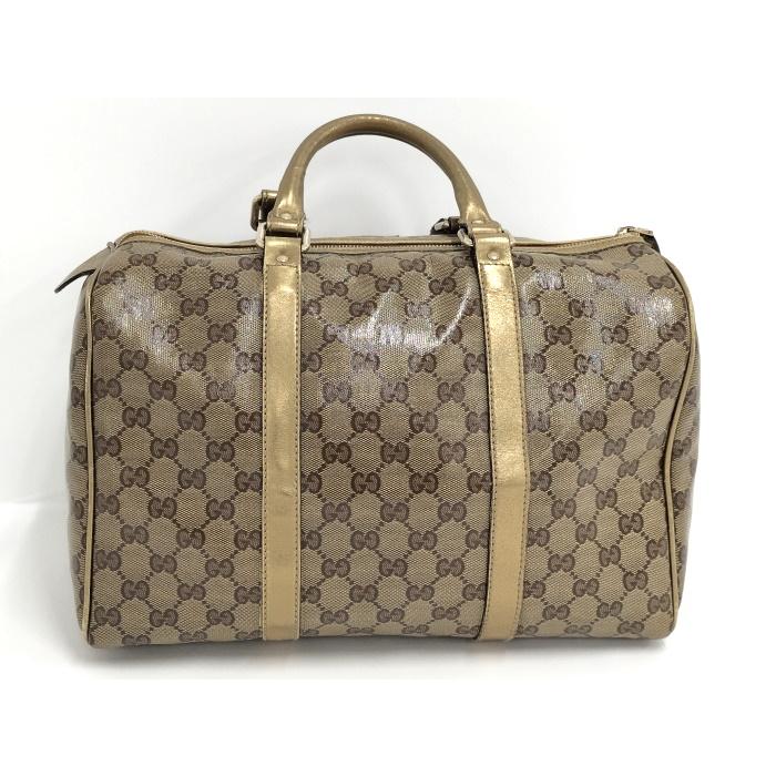 【GUCCI】ボストンバッグ　GGスプリーム　ゴールド金具　ブラウン GUCCI 【中古】GUCCI ボストンバッグ GGスプリーム PVC ブラウン