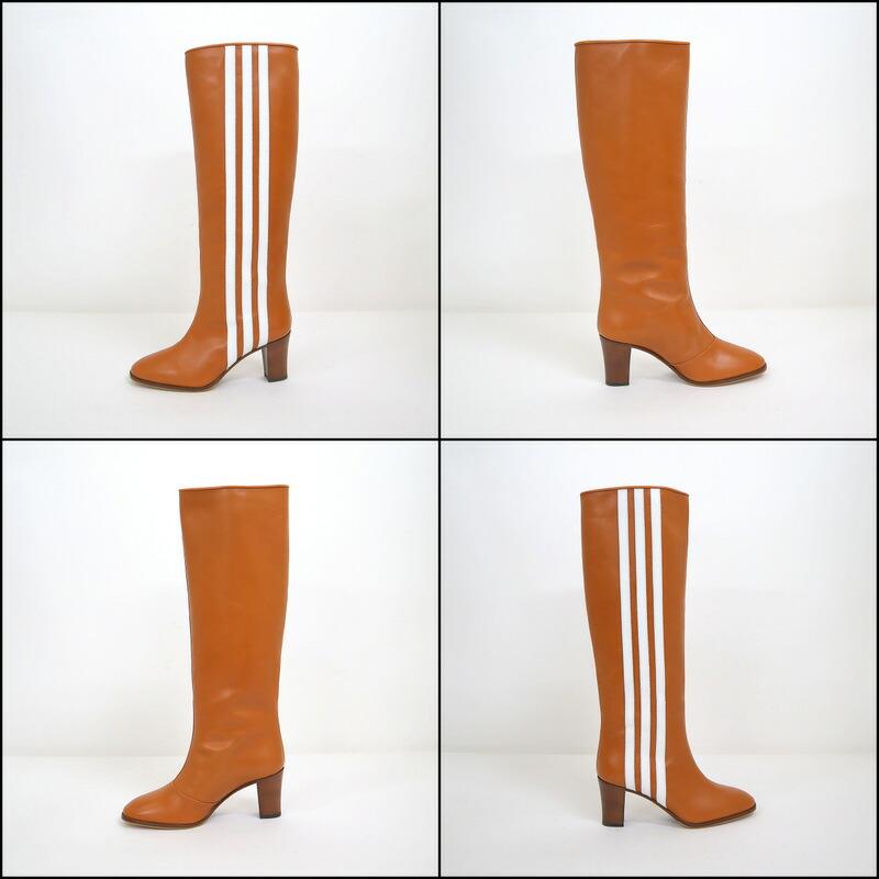 最安値！　グッチ ハイカットブーツ ブラウン　GUCCI UK9 美品　大きめ GUCCI グッチ×アディダス ロングブーツ 73mm Knee-High-Boots 36 1/2