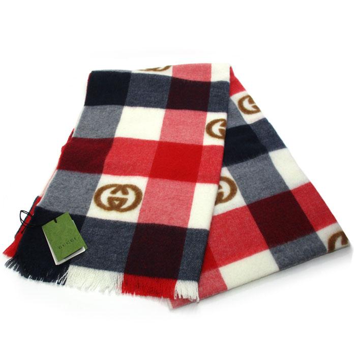 GG 【中古】GUCCI インターロッキングG ウール スカーフ ショール  
