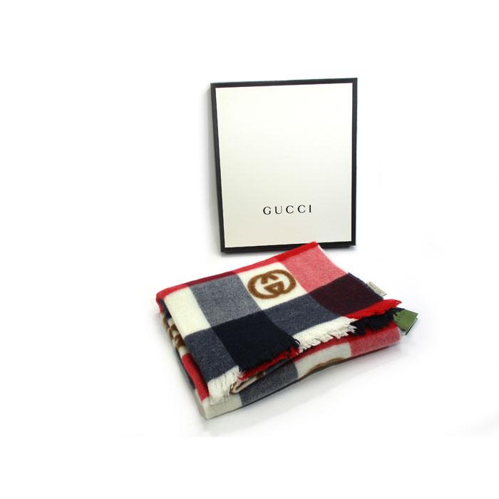 中古】GUCCI インターロッキングG ウール スカーフ ショール マフラー 