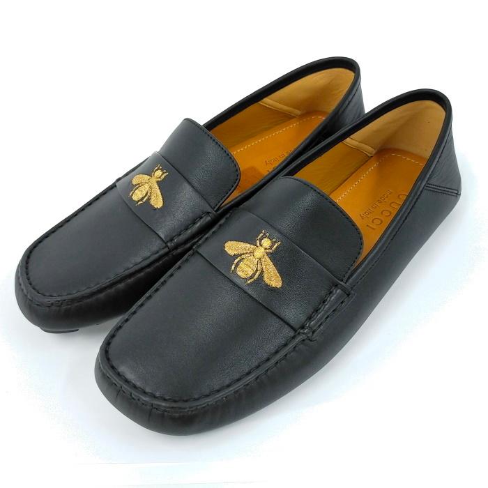 【中古】GUCCI ドライビングシューズ メンズ レザー ブラック 表記サイズ:6