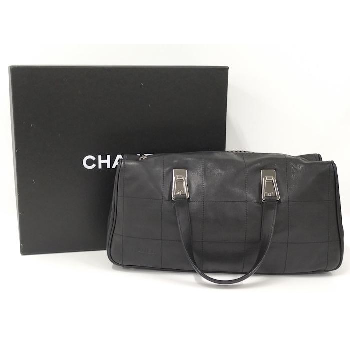 CHANEL ミニボストンバッグ チョコバー ラムスキン レザー CHANEL ミニボストンバッグ チョコバー ラムスキン レザー