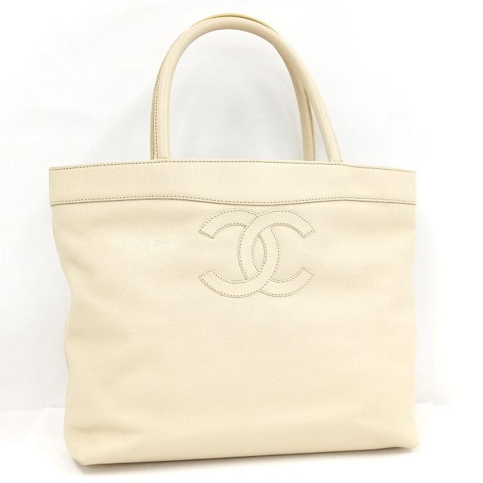 CHANEL 【中古】シャネル トートバッグ キャビアスキン ココマーク 