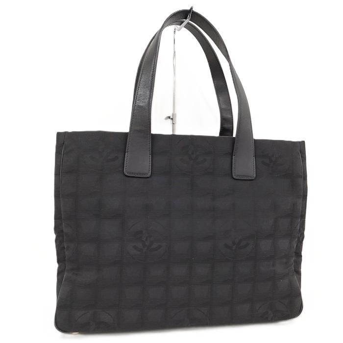 CHANEL ニュートラベルライントートMM ハンドバッグ ナイロン レザー 