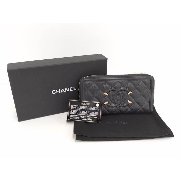 【中古】CHANEL ラウンドファスナー長財布 ココマーク キャビアスキン レザー ブラック A84449｜jjcollection2008｜10