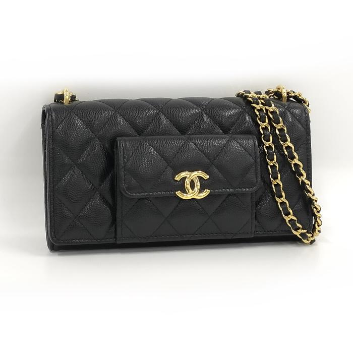 CHANEL チェーンウォレット ココマーク キャビアスキン レザー  