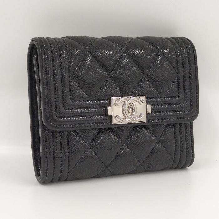 CHANEL 【中古】CHANEL 三つ折り 財布 ボーイシャネル ココマーク ロゴ  