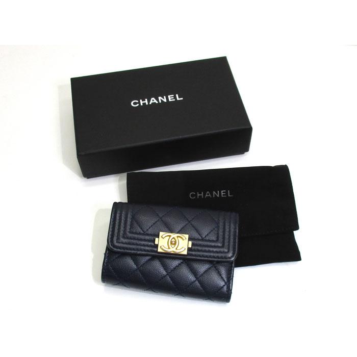 キャビアスキン 【中古】CHANEL ボーイ シャネル 4連 キーケース キャビアスキン 【中古】CHANEL ボーイ シャネル 4連 キーケース