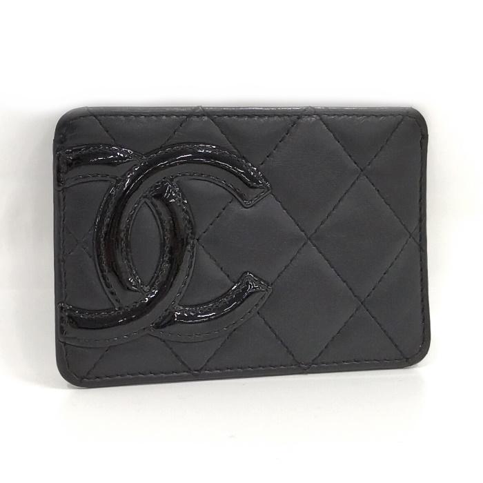 CHANEL 【中古】CHANEL カードケース カンボン レザー ブラック A26725 