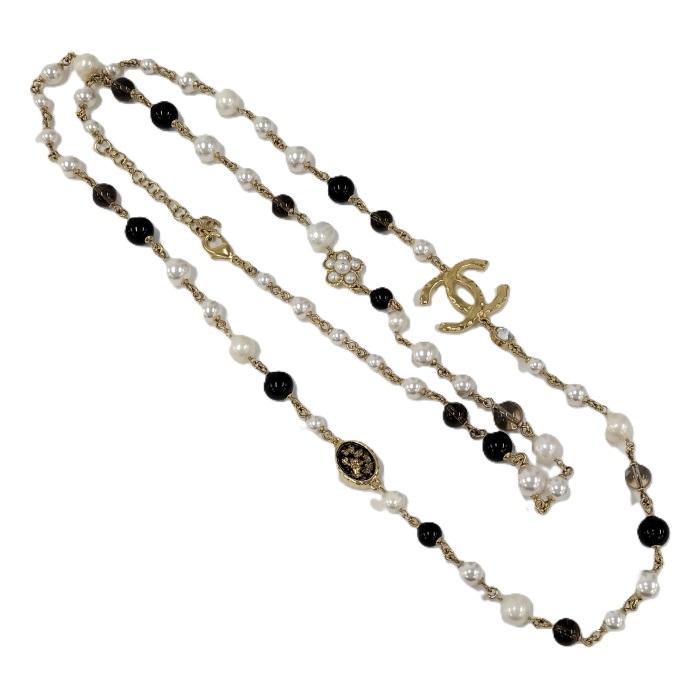 シャネル　ネックレス　ココマーク　イミテーションパール シャネル ココマーク ネックレス イミテーションパール ブラック