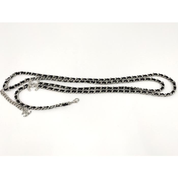CHANEL チェーンベルト ブラック/シルバー CHANEL チェーンベルト ココマーク レザー メッキ シルバー