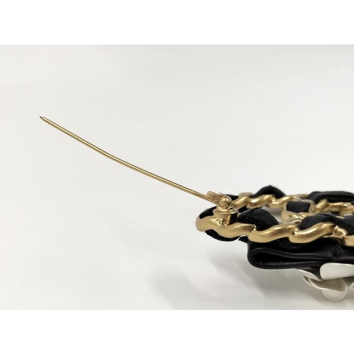 CHANEL ココマーク カメリア ブローチ ブラック ゴールド メタル