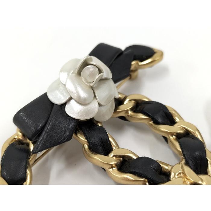 CHANEL ココマーク カメリア ブローチ ブラック ゴールド メタル