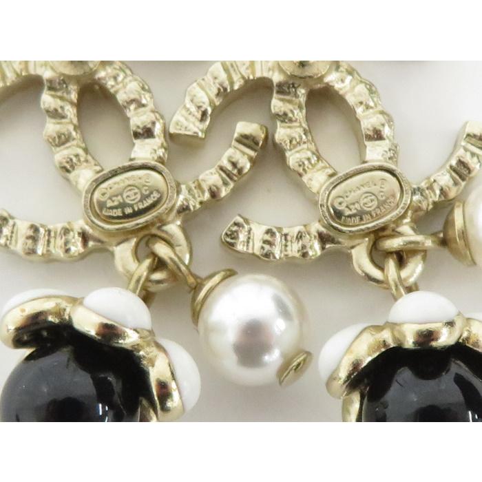 CHANEL 【中古】CHANEL ピアス ココマーク ゴールド ブラック