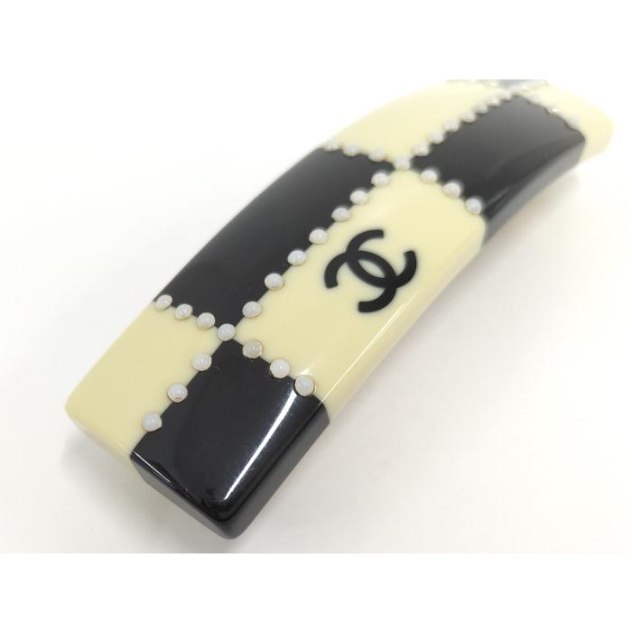 【中古】CHANEL バレッタ ココマーク プラスチック アイボリー ブラック 02A｜jjcollection2008｜04