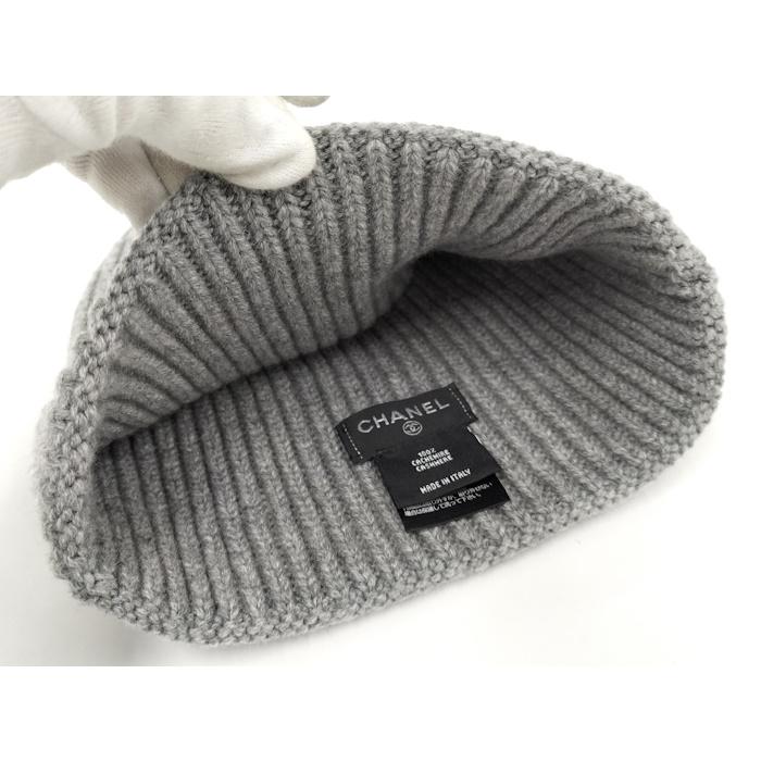CHANEL ニット帽 ロゴ グレー カシミヤ AAA410 : JJコレクション CHANEL ニット帽 ロゴ グレー カシミヤ AAA410 : JJコレクション