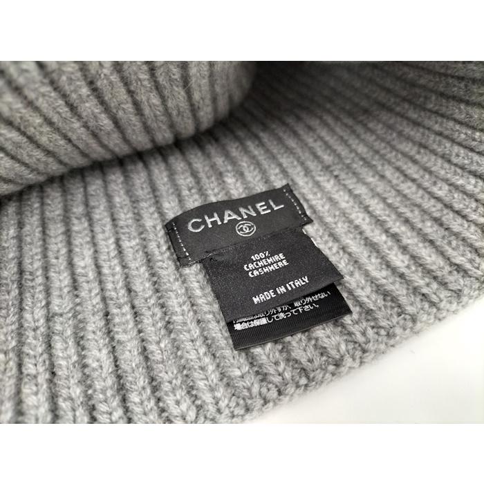 CHANEL ニット帽 ロゴ グレー カシミヤ AAA410 : JJコレクション CHANEL ニット帽 ロゴ グレー カシミヤ AAA410 : JJコレクション