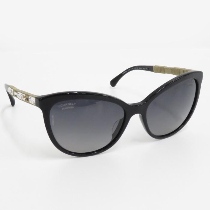 CHANEL 【中古】シャネル サングラス ブラック ゴールド プラスチック  