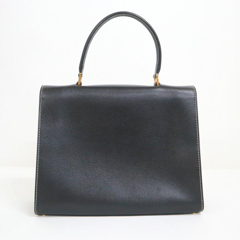 CELINE セリーヌ フラップ・ハンドバッグ レザー ブラック×ゴールド 