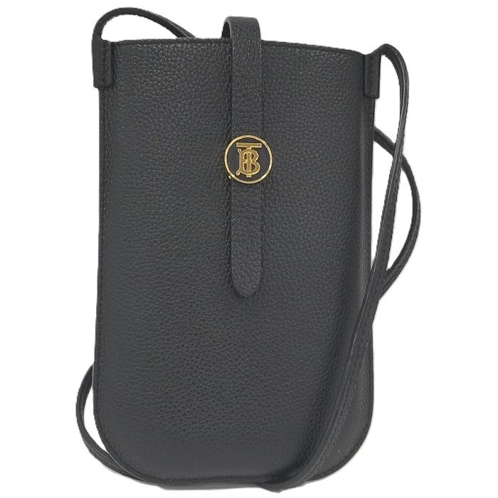 【極美品】バーバリー スマホショルダーバッグ BURBERRY（バーバリー） スマホ ショルダーバッグ レザー ブラック