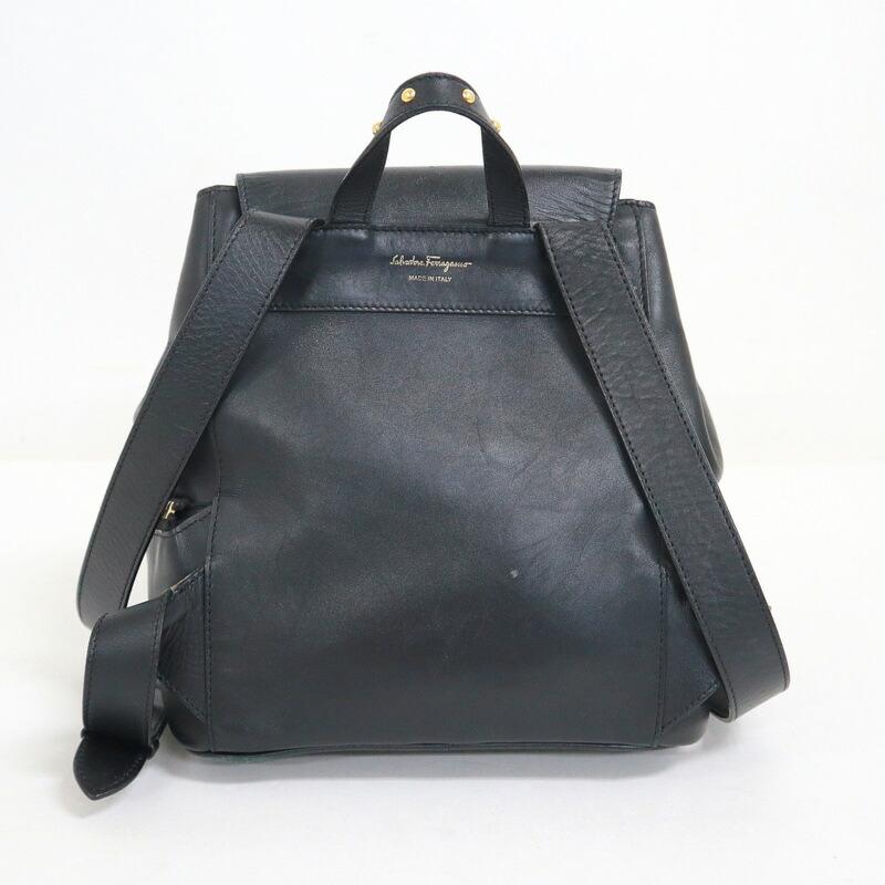 S.Ferragamo フェラガモ バックパック ガンチーニ ブラック レザー