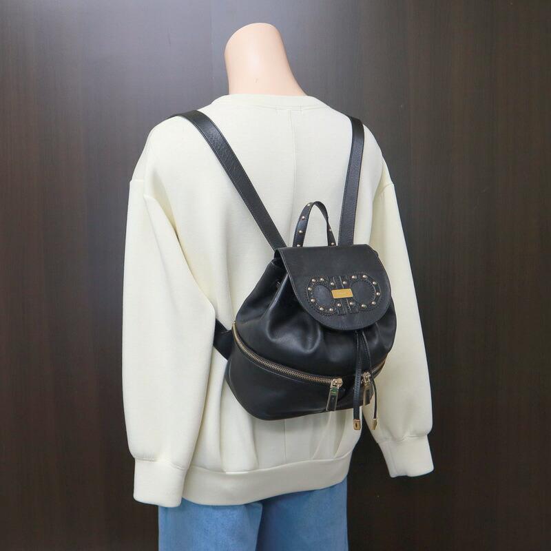S.Ferragamo フェラガモ バックパック ガンチーニ ブラック レザー