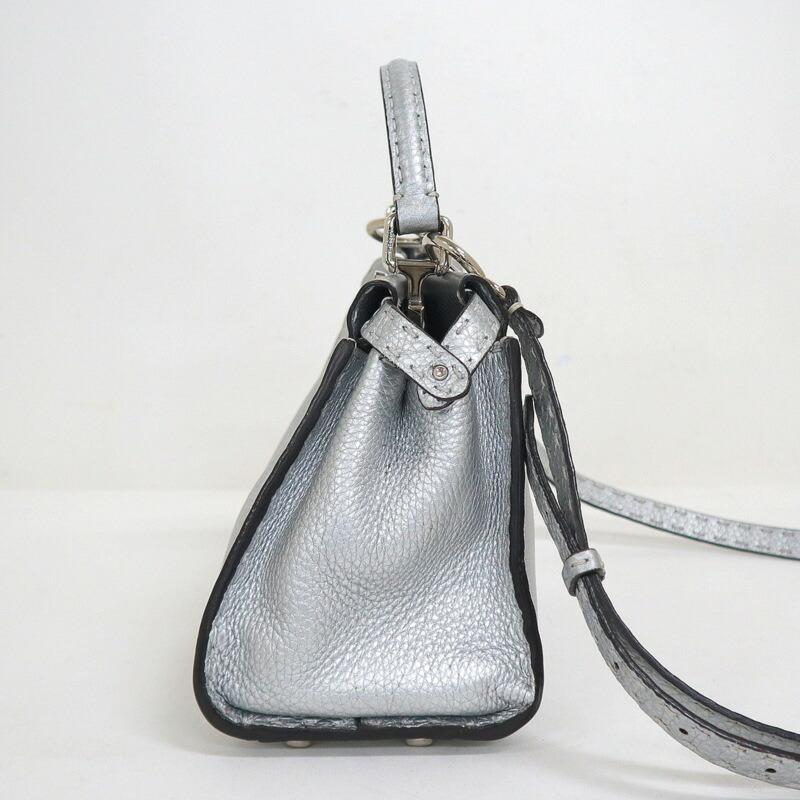 FENDI フェンディ ピーカブー・ミニ 2WAYバッグ レザー×シルバー金具