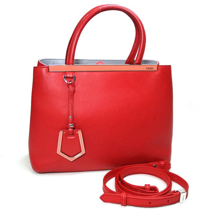 FENDI プチトゥージュール ハンドバッグ レザー 赤