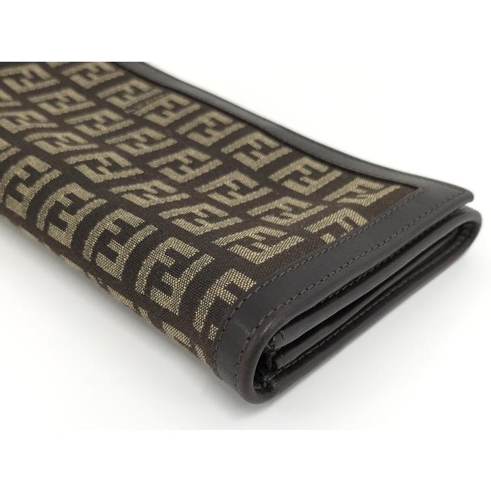 【希少】FENDI ズッキーノ キャンバス レザー FFロゴ 二つ折り長財布 ズッキーノ フェンディ FENDI 二つ折り キャンバス キャンバス×レザー