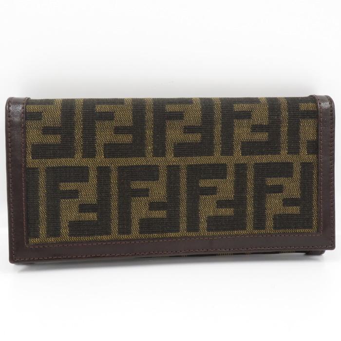 FENDI 【中古】FENDI 二つ折り長財布 ズッカ柄 キャンバス