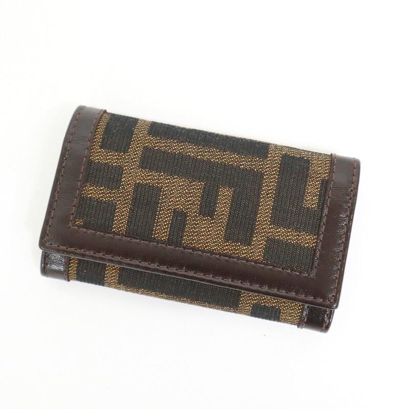 FENDI フェンディ キーケース 6連 ズッカ柄 レザー×キャンバス