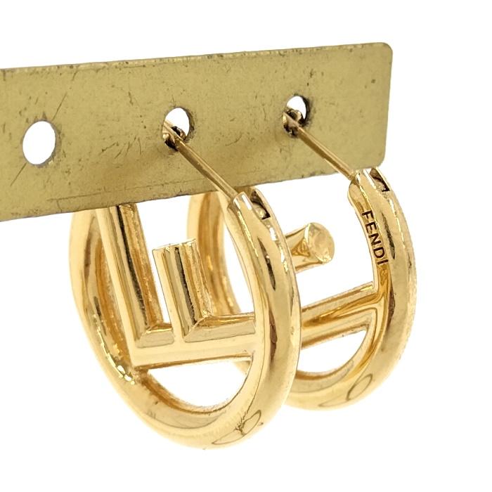 FENDI 【中古】FENDI Fロゴ ピアス ゴールド : JJコレクション
