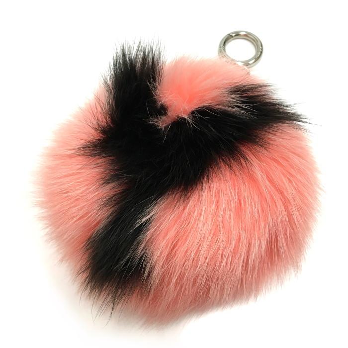中古】FENDI バッグチャーム イニシャル Y フォックス ファー ピンク 