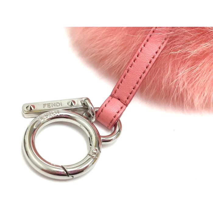 中古】FENDI バッグチャーム イニシャル Y フォックス ファー ピンク 
