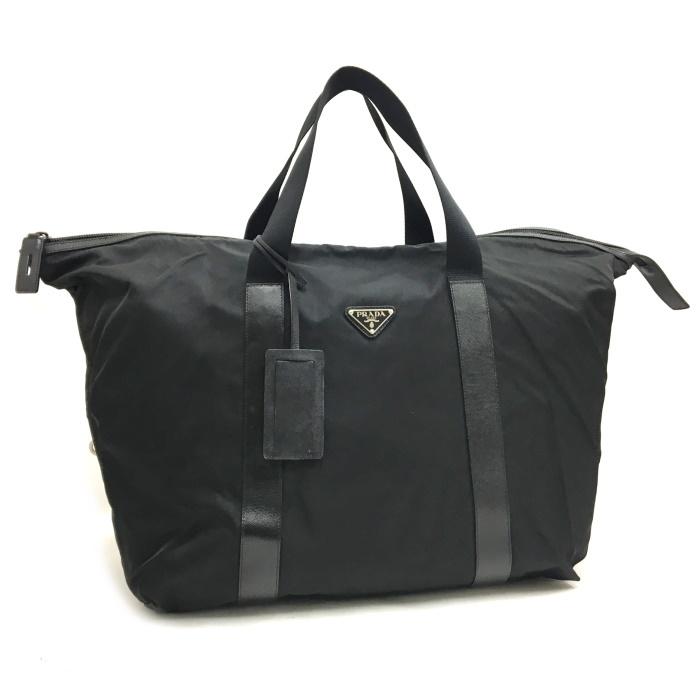 【中古】PRADA ボストンバッグ ナイロン ブラック V49｜jjcollection2008