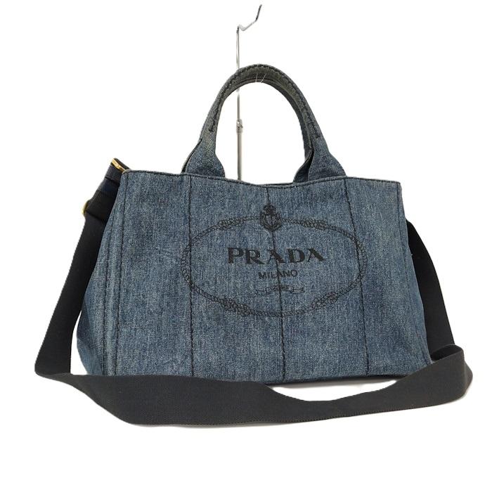 PRADA プラダ トートバッグ 2WAYカナパトート ブルー系 デニム 中古 