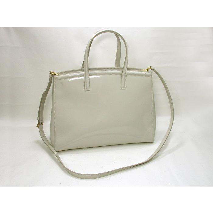 特売 ショルダーバッグ 2way 中古 プラダ 肩がけバッグ 斜めがけ Prada パテントレザー Bn2535 グレー バッグ ronstours Com