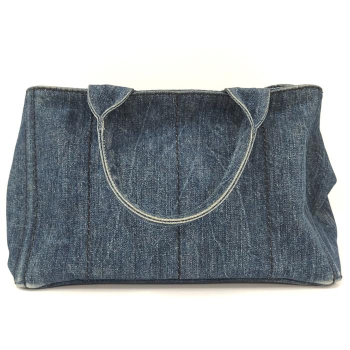 PRADA カナパトート ハンドバッグ デニム ブルー B1877B : JJ
