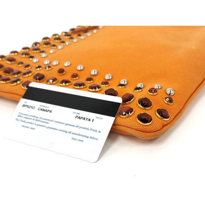 PRADA ビジュークラッチバッグ キャンバス オレンジ BP5210 