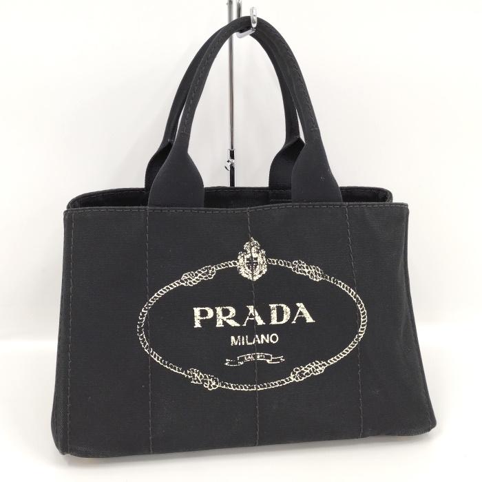 PRADA 【中古】PRADA カナパトート ハンドバッグ キャンバス ブラック  