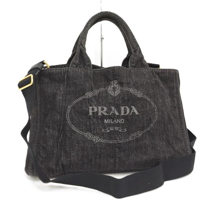 PRADA 2WAYショルダーバッグ カナパトート キャンバス ブラックデニム  
