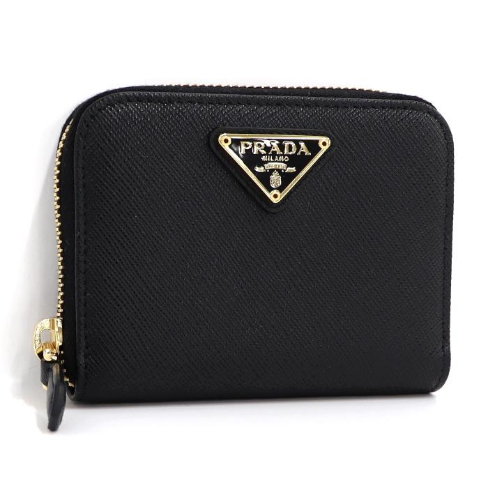 【美品✨】プラダ コインケース 三角ロゴ レザー 黒 ラウンドファスナー PRADA プラダ レザー ラウンドコインケース ブラック 三角