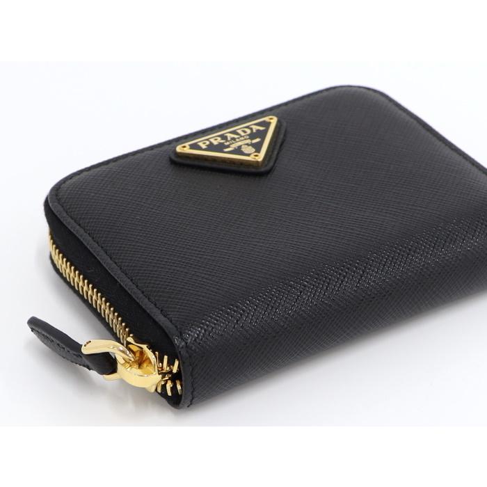 【美品✨】プラダ コインケース 三角ロゴ レザー 黒 ラウンドファスナー PRADA プラダ レザー ラウンドコインケース ブラック 三角