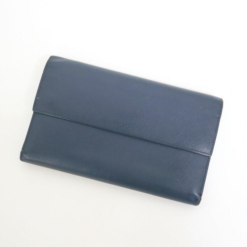 PRADA プラダ 長財布 レザー ネイビー : JJコレクション ヤフー店