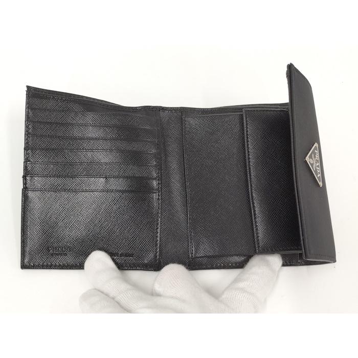 PRADA 三つ折り財布　M170　ナイロン　ブラック PRADA（プラダ） 三つ折り財布 ロゴプレート ナイロン キャンバス