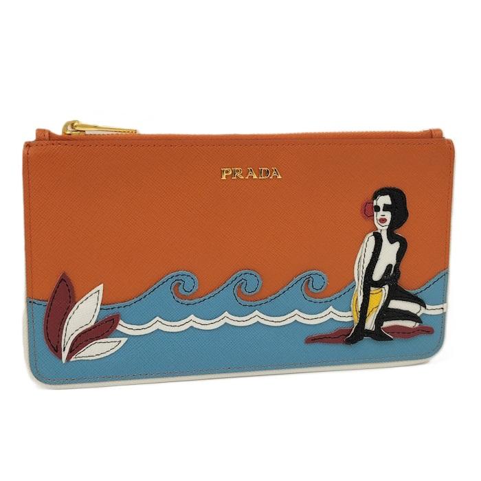 PRADA フラットポーチ トロピカル レザー マルチカラー 1M1152
