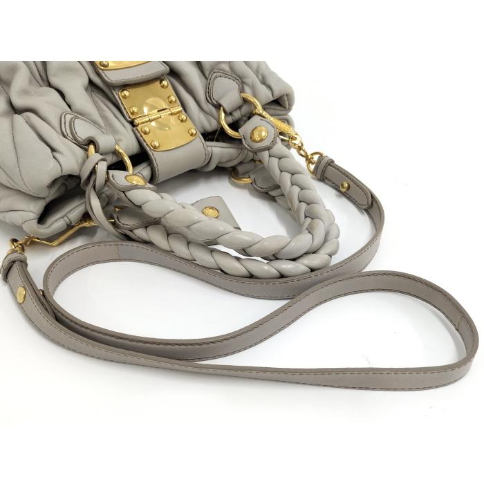 【希少❗️】miumiu マテラッセハンドバッグ ショルダーバッグ グレー2way miu ミュウミュウ マテラッセ グレー レザー ハンドバッグ