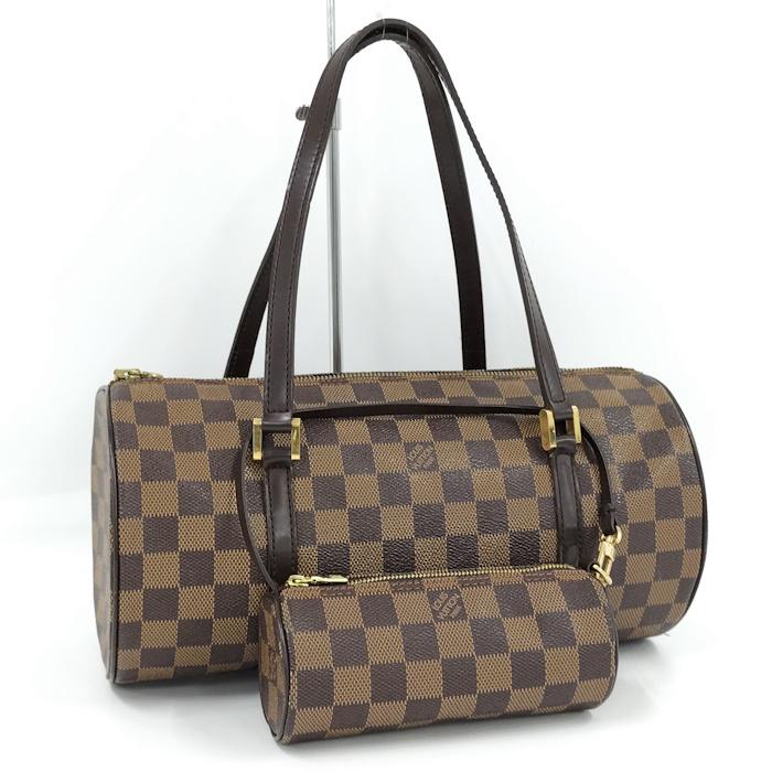 ルイヴィトン パピヨン 付属ポーチ ダミエ エベヌ ポシェット N51303 LOUIS VUITTON パピヨン 30 ハンドバッグ ポーチ付き ダミエ